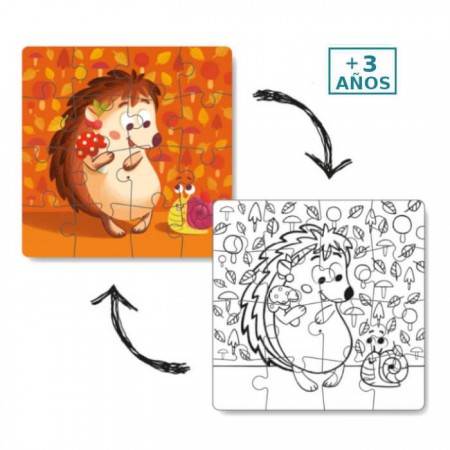 Puzzle para colorear 2 en 1 Erizo Dodo +3 años - de niños