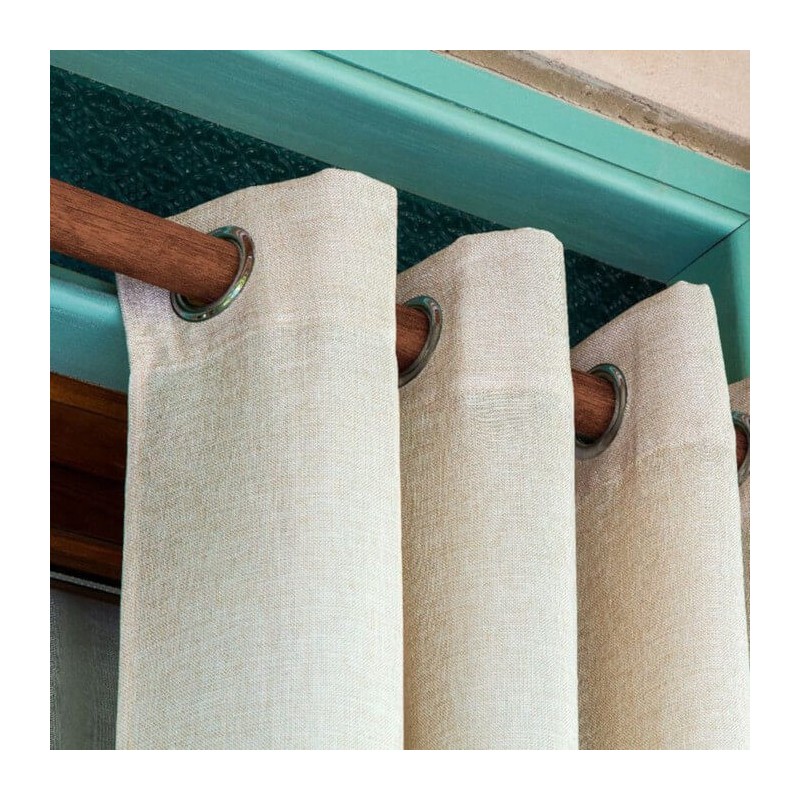 Cortina Lino Liso con Ojales Beige