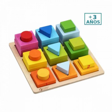 Bloques geométricos Classic World +3 años Juguete madera - colores para niños