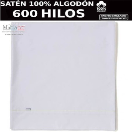 Sábana Encimera Blanca Satén 600 hilos 100% Algodón