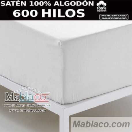 Sábana Bajera Ajustable Blanca 600 hilos 100% Algodón Desde 50,25€