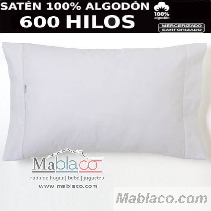 Funda almohada algodón 600 hilos satén