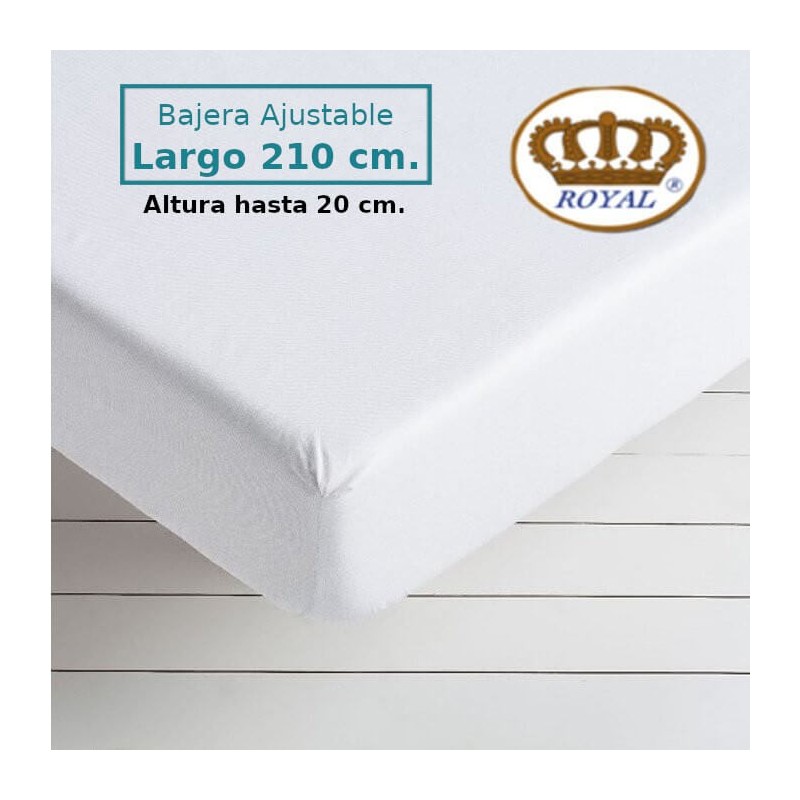 Sábana Bajera Blanco Largo Especial 210 cm. y altura hasta 20 cm. Royal