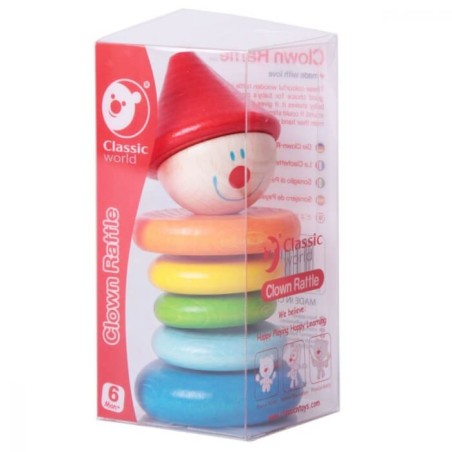 Caja presentación Sonajero Payaso Classic World +6 meses Juguete madera