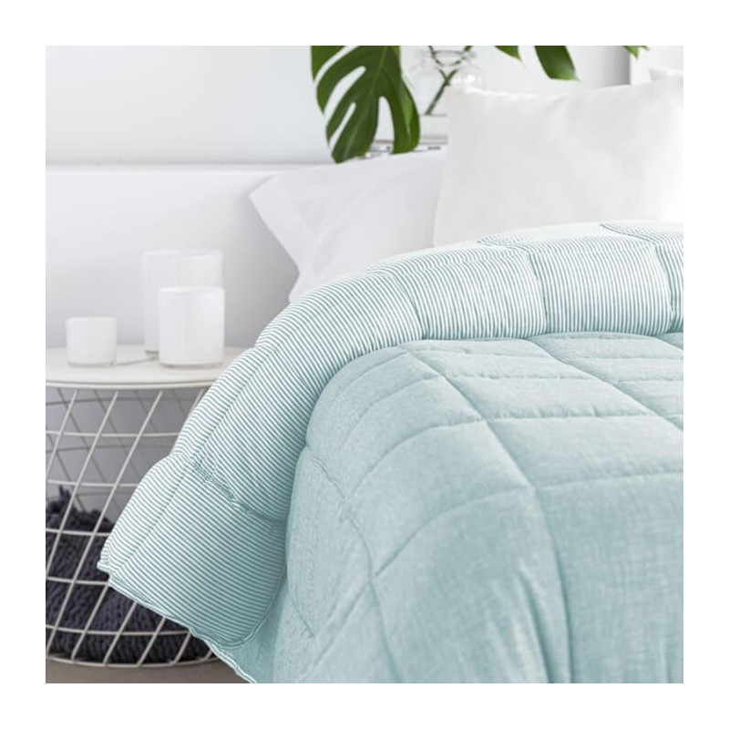Edredón Nórdico Lino Reversible Aguamarina