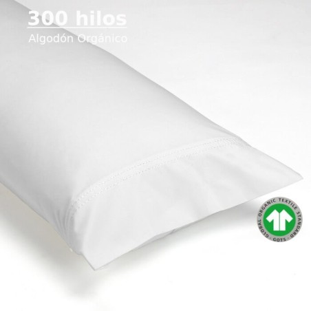 Funda de Almohada Blanca 300 hilos 100% Algodón Orgánico Pespunte