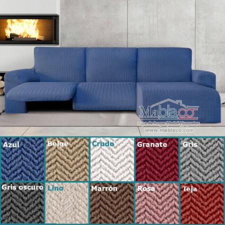 Funda Sofá Chaise Longue Relax Bielástica Jaz Eysa Brazo Corto - fundas de
