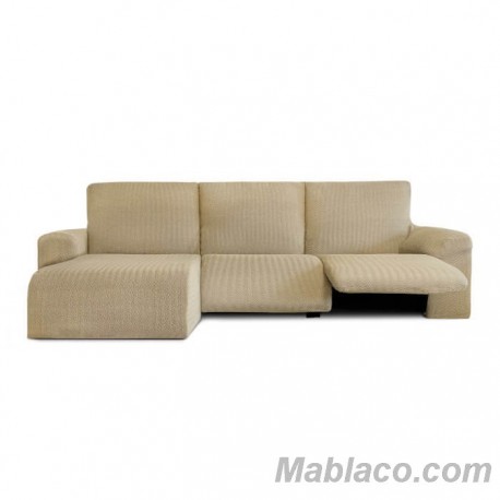 Funda Sofá Chaise Longue Relax Bielástica Jaz Brazo Corto izquierda color beig