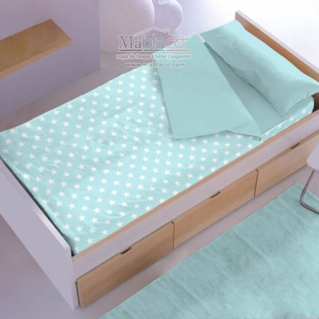 Saco Nórdico Bebé Estrellas Blancas fondo Turquesa - de cama