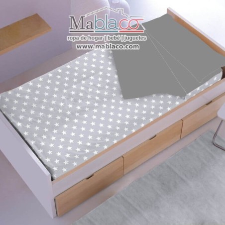 Saco Nórdico con cremallera Stars Blancas Fondo gris