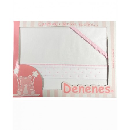 Juego Sábanas Bebé Motas Rosa 100% Algodón - funda de almohada
