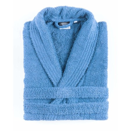 Albornoz Adulto Liso 100% Algodón Zoe Smoking Celeste