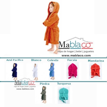 Albornoz Infantil Liso 100% Algodón Zoe con Capucha