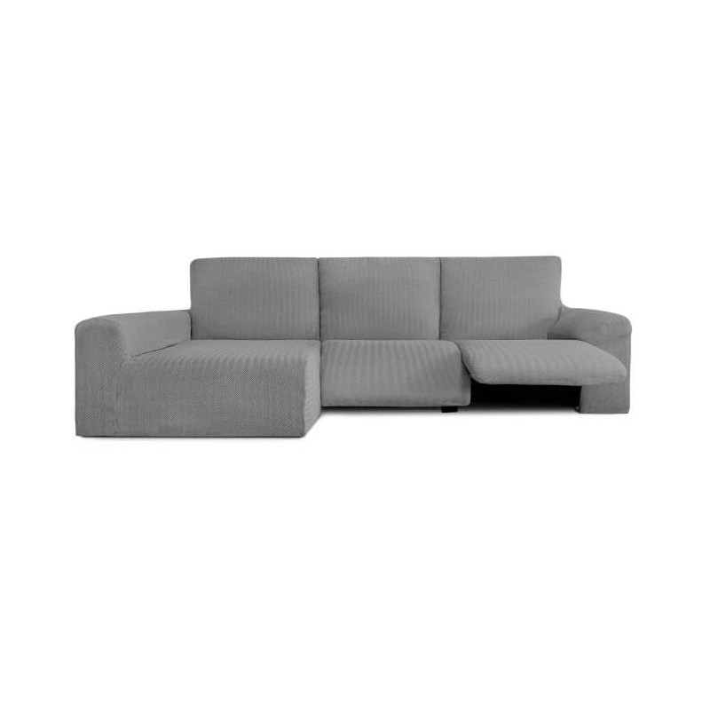 Funda Sofá Chaise Longue Relax Bielástica Jaz Eysa Brazo Largo izquierda gris