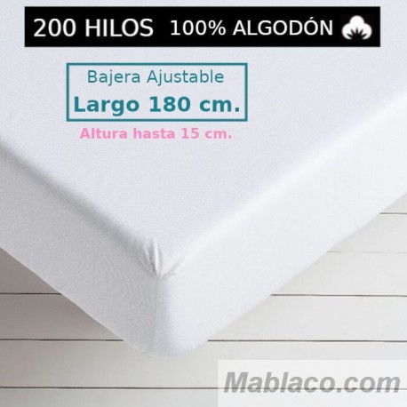 Sábana Bajera 200 hilos 100 Algodón Largo Especial 180 cm. y altura hasta 15 cm. Royal