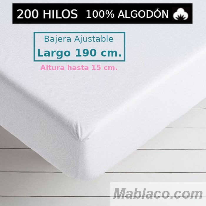 Sábana Bajera Ajustable Blanco Cama De 150 X 190/200 100% Algodón
