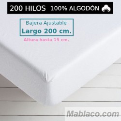 Sábana Bajera 200 hilos 100 Algodón Largo Especial 200 cm. y altura hasta 15 cm. Royal