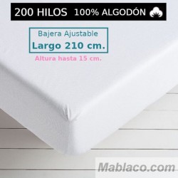 Sábana Bajera 200 hilos 100 Algodón Largo Especial 210 cm. y altura hasta 15 cm. Royal