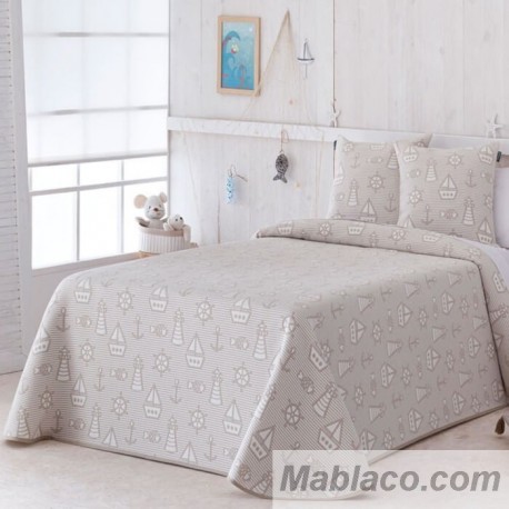 Colcha Jacquard Reversible Velero Beige