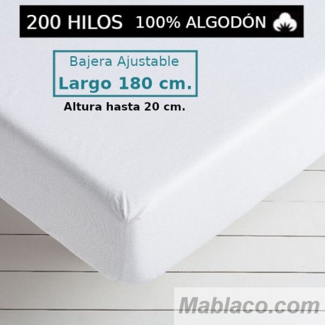 Sábana Bajera 200 hilos 100 Algodón Largo Especial 180 cm. y altura hasta 20 cm. Royal