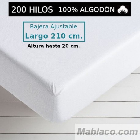 Sábana Bajera 200 hilos 100 Algodón Largo Especial 210 cm. y altura hasta 20 cm. Royal