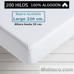 Sábana Bajera 200 hilos 100 Algodón Largo Especial 220 cm. y altura hasta 20 cm. Royal