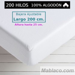 Sábana Bajera 200 hilos 100 Algodón Largo Especial 200 cm. y altura hasta 25 cm. Royal
