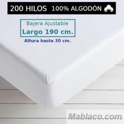 Sábana Bajera 200 hilos 100 Algodón Largo Especial 190 cm. y altura hasta 30 cm. Royal