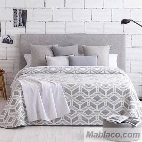 Colcha Jacquard Reversible Campello Gris