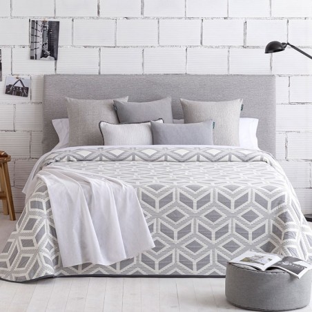 Colcha Jacquard Reversible Campello Gris