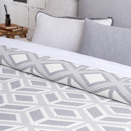 Colcha Jacquard Reversible Campello Gris