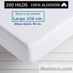 Sábana Bajera 200 hilos 100 Algodón Largo Especial 220 cm. y altura hasta 30 cm. Royal