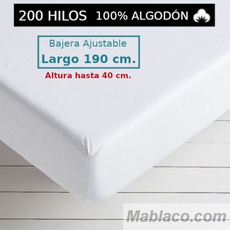 ROYAL Sábanas Bajeras 100 Algodón 200 hilos Largo 190 y altura 40 cm.