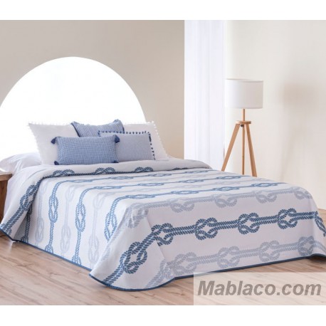 Colcha Jacquard Nudos Azul