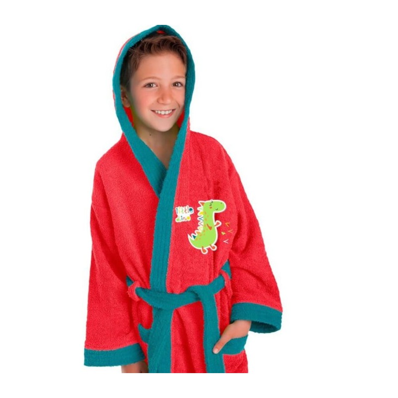 Albornoz Infantil Dinosaurus Algodón con Capucha Albornoz Infantil Dinosaurus Algodón con Capucha