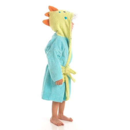 Albornoz Infantil Reptor Dinosaurio Algodón con Capucha