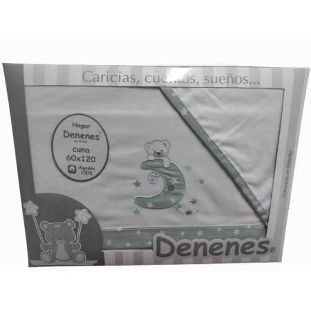Juego Sábanas Bebé Luna Verde 100% Algodón - coche