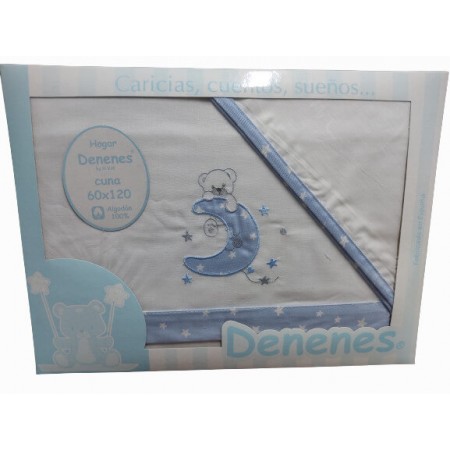 Juego Sábanas Bebé Luna Azul 100% Algodón - funda de almohada