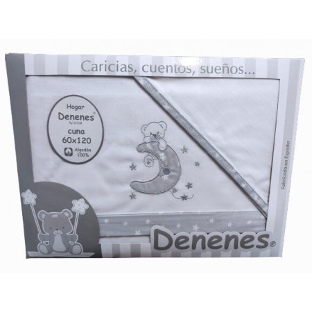 Juego Sábanas Bebé Luna Gris 100% Algodón - funda de almohada