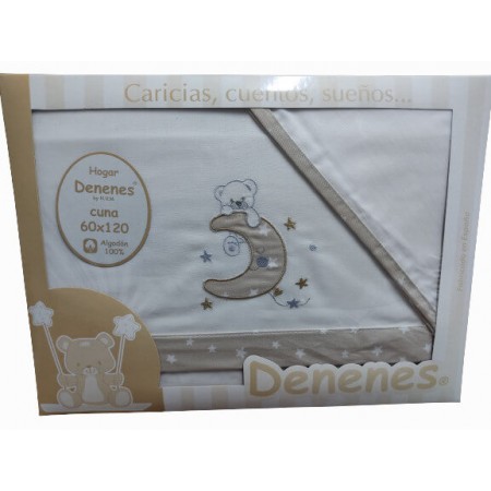 Juego Sábanas Bebé Luna Beige 100% Algodón - funda de almohada