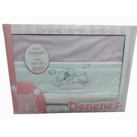 Juego Sábanas Bebé Perrito Rosa 100% Algodón
