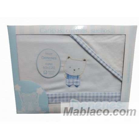 Sábanas Minicuna bebé Perritos Blanco Azul - Interbaby 100% algodón