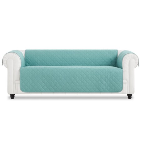 Cubre Sofá Chester Acolchado Couch Cover Aguamarina-Marfil