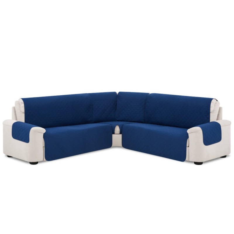 Cubre Sofá Rinconera Pequeña Acolchado Azul