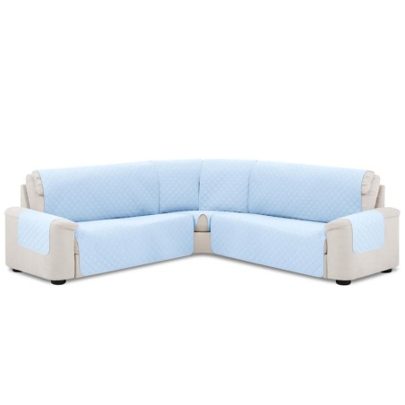 Cubre Sofá Rinconera Acolchado Reversible Azul Claro