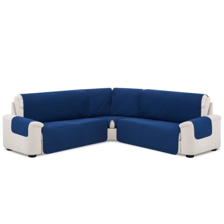 Cubre Sofá Rinconera Acolchado Reversible Azul