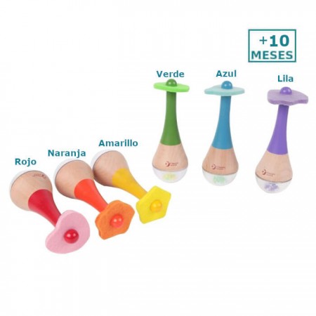 Maracas Arcoíris madera Classic World +10 meses Juguete madera - colores para niños