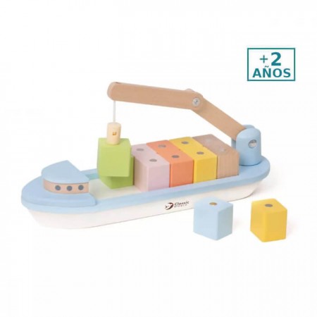 Barco de bloques magnéticos Classic World +2 años Juguete de madera - colores para niños