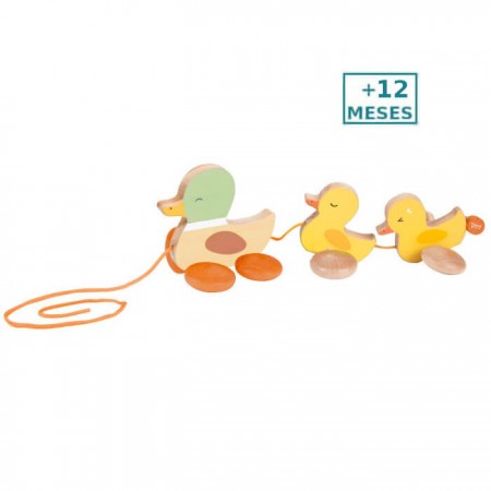 Arrastre familia de patitos Classic World +12 meses Juguete madera - colores para niños