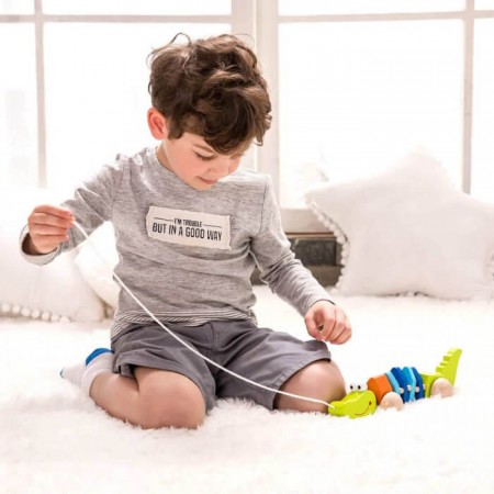 Arrastre Cocodrilo Classic World +12 meses Juguete madera - colores para niños